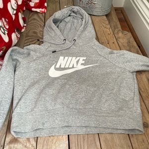 grey, nike, cropped hoodie